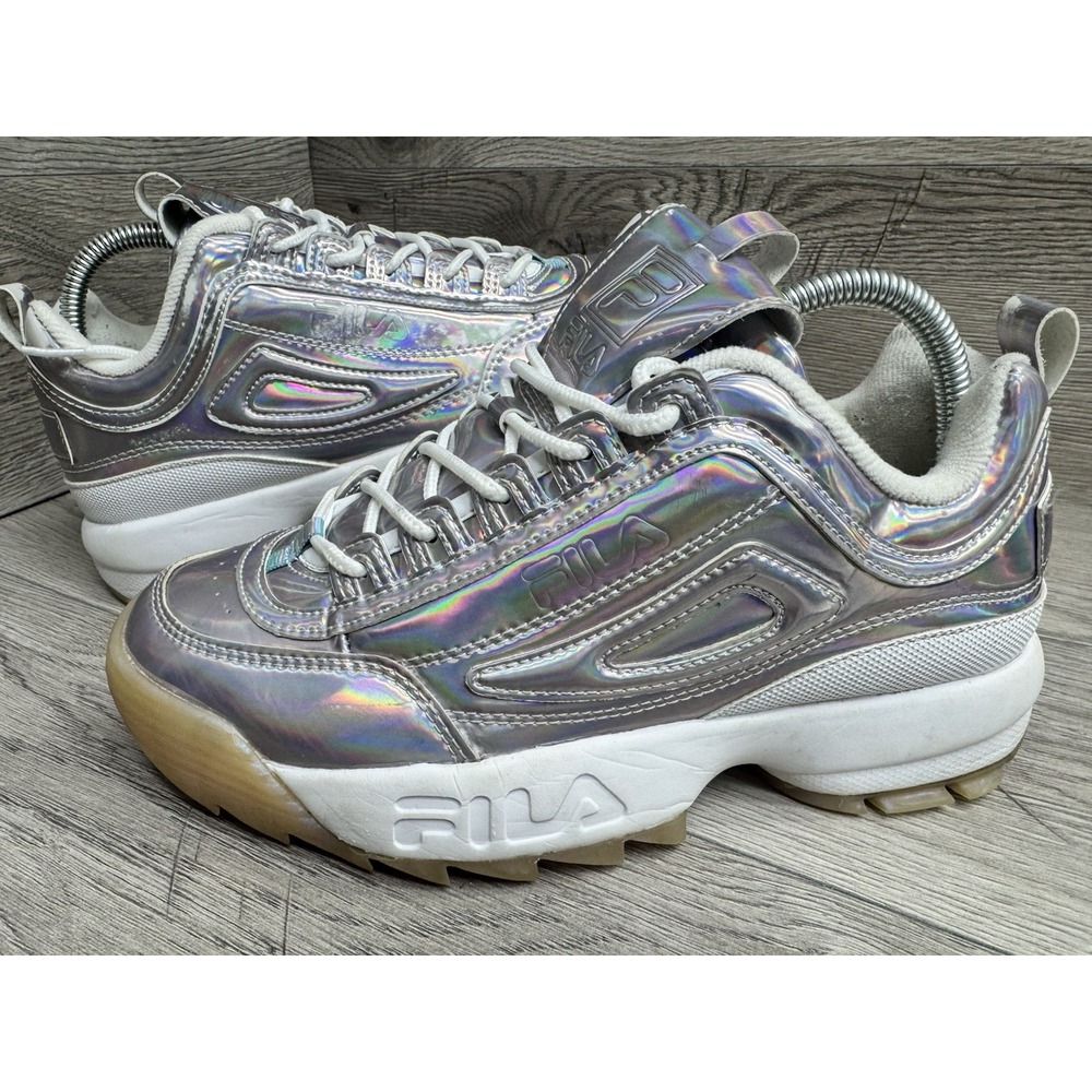Holographic FILA Women's Disruptor II  Iridescent Chunky Sneaker US Size 9 Shoes